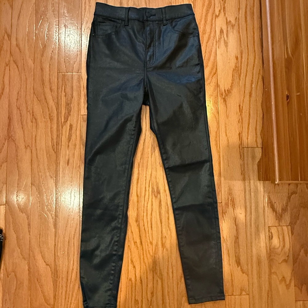 Express Black Shimmer Supper High Rise Stretch Jeans Size 0
